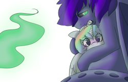 Size: 1400x900 | Tagged: safe, artist:puppie, imported from derpibooru, oc, oc only, oc:esoteric, oc:radagast, alicorn, demon, demon pony, alicorn oc, fire, glowing, glowing eyes, green eyes, green fire, horn, simple background, transparent background, wings