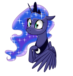 Size: 613x633 | Tagged: safe, princess luna, alicorn, pony, aggie.io, blushing, female, mare, raised hoof, simple background