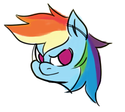 Size: 419x377 | Tagged: safe, rainbow dash, pony, aggie.io, female, looking back, mare, simple background