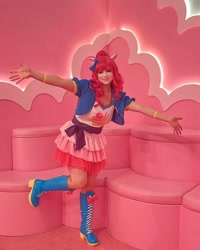 Size: 1080x1350 | Tagged: safe, imported from derpibooru, kotobukiya, pinkie pie, human, clothes, cosplay, costume, irl, irl human, kotobukiya pinkie pie, photo, solo