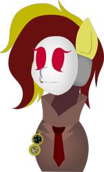Size: 1980x3279 | Tagged: safe, artist:isaac_pony, imported from derpibooru, oc, oc:petit rouge, pony, cigarette, clothes, female, mask, pocket watch, simple background, solo, spy, suit, team fortress 2, tied, transparent background, vector