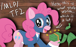 Size: 1132x700 | Tagged: safe, imported from derpibooru, pinkie pie, /mlp/, /mlp/ tf2 general, balaclava, money, spy, team fortress 2