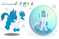 Size: 4387x2902 | Tagged: safe, artist:kinipharian, imported from derpibooru, oc, oc:kayisus, latios, pony, bubble, duo, legendary pokémon, pokémon, ponified, simple background, transparent background