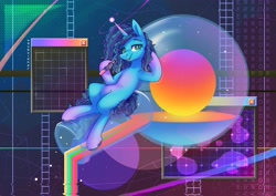 Size: 3508x2480 | Tagged: safe, artist:wavecipher, imported from derpibooru, pony, unicorn, spoiler:my little pony: make your mark, g5, misty brightdawn, my little pony: make your mark, solo, vaporwave