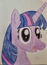 Size: 2679x3676 | Tagged: safe, artist:magicnova, derpibooru exclusive, imported from derpibooru, twilight sparkle, alicorn, pony, bust, female, looking at you, mare, open mouth, simple background, smiling, smiling at you, solo, traditional art, twilight sparkle (alicorn), white background