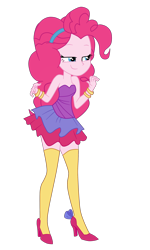 Size: 1900x3176 | Tagged: safe, alternate version, artist:gmaplay, imported from derpibooru, pinkie pie, human, equestria girls, equestria girls series, twilight under the stars, spoiler:eqg series (season 2), clothes, simple background, solo, stockings, thigh highs, transparent background