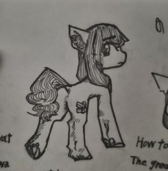 Size: 2566x2616 | Tagged: safe, imported from derpibooru, oc, oc only, oc:hoof cushion, earth pony, pony, black and white, butt, grayscale, monochrome, photo, plot, traditional art