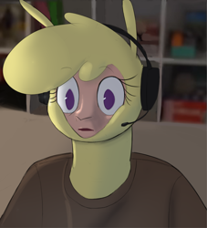 Size: 1594x1756 | Tagged: safe, artist:hitsuji, edit, edited screencap, imported from derpibooru, screencap, alpaca, them's fightin' herds, clothes, community related, headphones, meme, paprika (tfh), pyrocynical, shirt, solo