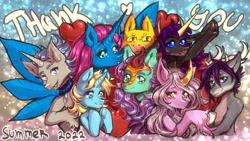 Size: 3200x1800 | Tagged: safe, artist:st. oni, imported from derpibooru, oc, oc only, oc:birch, oc:nebula eclipse, oc:ryonia coruscare, oc:searing cold, oc:skydreams, oc:stormy skies, oc:verlo streams, anthro, 16:9, patreon, sketch