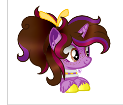 Size: 670x572 | Tagged: safe, artist:kathepart, imported from derpibooru, oc, oc only, oc:kathepaint, pony, unicorn, brown eyes, collar, cute, freckles, hair bun, simple background, smiling, solo, unshorn fetlocks, white background