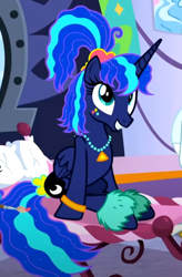 Size: 418x638 | Tagged: safe, imported from derpibooru, screencap, princess luna, alicorn, pony, between dark and dawn, season 9, spoiler:s09, 80s princess luna, cropped, solo