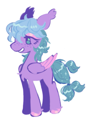 Size: 743x1004 | Tagged: safe, artist:webkinzworldz, imported from twibooru, oc, oc:moonflower, pegasus, pony, colored hooves, colored wings, ear tufts, eyeshadow, female, freckles, image, makeup, mare, png, ponysona, simple background, smiling, solo, standing, white background, wings