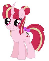 Size: 861x1087 | Tagged: safe, artist:dyonys, imported from derpibooru, oc, oc only, oc:cherry pocky, unicorn, bow, curved horn, female, horn, mare, simple background, tail, tail bow, transparent background
