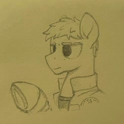 Size: 2048x2048 | Tagged: safe, artist:selenophile, imported from derpibooru, pony, jack o'neill, ponified, solo, stargate, traditional art