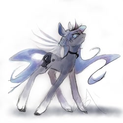 Size: 1024x1024 | Tagged: safe, artist:catcity__, imported from derpibooru, princess luna, alicorn, pony, simple background, solo, white background