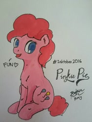 Size: 768x1024 | Tagged: safe, artist:pwnagespartan, imported from derpibooru, pinkie pie, earth pony, pony, heart, solo, traditional art