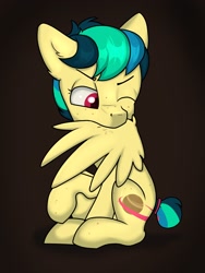 Size: 1536x2048 | Tagged: safe, artist:dumbwoofer, imported from derpibooru, oc, oc:apogee, pegasus, female, filly, fleas, foal, grooming, preening, solo, wings