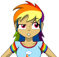 Size: 1650x1600 | Tagged: safe, artist:koopa-master, imported from derpibooru, rainbow dash, human, 2014, female, humanized, multicolored hair, rainbow hair, simple background, solo, white background