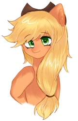 Size: 510x792 | Tagged: safe, artist:0704jiushuang, imported from derpibooru, applejack, earth pony, pony, applejack's hat, cowboy hat, female, hat, looking at you, mare, simple background, solo, white background