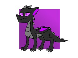 Size: 1600x1200 | Tagged: safe, artist:grandfinaleart, imported from derpibooru, oc, oc only, oc:coal, dragon, digital art, dragon oc, fangs, gradient background, horns, non-pony oc, purple eyes, simple background, solo, transparent background, wings