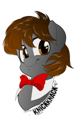 Size: 2480x4000 | Tagged: safe, artist:dormin-dim, imported from derpibooru, oc, oc only, oc:knickknack, earth pony, pony, bowtie, bust, earth pony oc, simple background, solo, transparent background