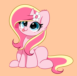 Size: 2749x2682 | Tagged: safe, artist:kittyrosie, imported from derpibooru, oc, oc only, oc:rosa flame, pony, unicorn, :p, cute, flower, flower in hair, heart, heart eyes, horn, ocbetes, silly, silly pony, simple background, solo, tongue out, unicorn oc, wingding eyes