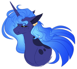 Size: 1916x1739 | Tagged: safe, artist:purplegrim40, imported from derpibooru, oc, oc only, oc:lunette, pony, unicorn, bust, ear piercing, earring, female, horn, jewelry, mare, piercing, simple background, solo, transparent background, unicorn oc