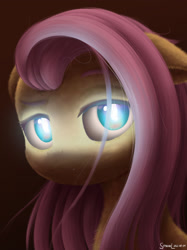 Size: 1600x2134 | Tagged: safe, artist:symbianl, imported from derpibooru, fluttershy, pegasus, pony, cute, female, glowing, glowing eyes, mare, shyabetes, solo