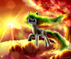 Size: 3000x2500 | Tagged: safe, artist:aquagalaxy, imported from derpibooru, oc, oc only, earth pony, pony, autumn, ethereal mane, high res, pumpkin, solo