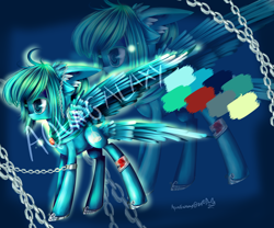 Size: 3000x2500 | Tagged: safe, artist:aquagalaxy, imported from derpibooru, oc, oc only, pegasus, pony, adoptable, bandage, blood, chains, high res, solo, watermark