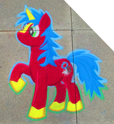 Size: 3424x3708 | Tagged: safe, alternate version, artist:malte279, imported from derpibooru, oc, oc only, pony, unicorn, chalk, chalk drawing, galacon, galacon 2022, solo, traditional art