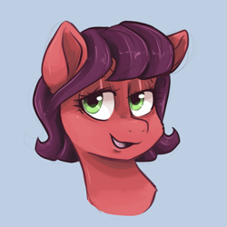 Size: 1029x1029 | Tagged: safe, artist:smirk, imported from derpibooru, oc, oc only, oc:grenadine, earth pony, bust, earth pony oc, lidded eyes, simple background, solo