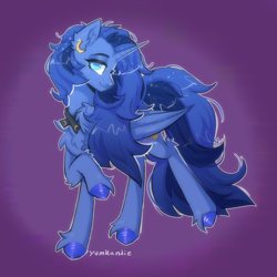 Size: 2958x2958 | Tagged: safe, artist:yumkandie, imported from derpibooru, oc, oc only, alicorn, pony, alicorn oc, chest fluff, commission, ear fluff, ear piercing, earring, female, high res, horn, jewelry, piercing, solo, unshorn fetlocks, wings