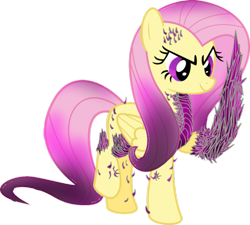 Size: 943x848 | Tagged: safe, artist:parca333, imported from derpibooru, fluttershy, pegasus, pony, evil, evil fluttershy, female, mare, purple eyes, simple background, smiling, transparent background, wings