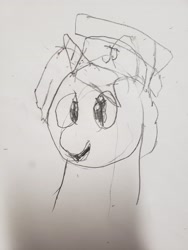 Size: 3024x4032 | Tagged: safe, artist:joeydr, imported from derpibooru, oc, oc only, oc:green byte, pony, unicorn, graduation cap, hat, newbie artist training grounds, solo, traditional art