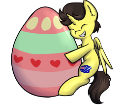 Size: 2600x2200 | Tagged: safe, artist:dumbwoofer, imported from derpibooru, oc, oc:tommy the human, alicorn, pony, alicorn oc, australia, australian, author:bigonionbean, child, colt, commission, commissioner:bigonionbean, cutie mark, easter, easter egg, egg, foal, holiday, horn, hug, image, male, png, wings, ych result