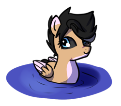 Size: 498x436 | Tagged: safe, artist:neuro, imported from derpibooru, oc, oc only, oc:alexia, pegasus, pony, female, floating, mare, pegaduck, pony oc, simple background, solo, transparent background, water