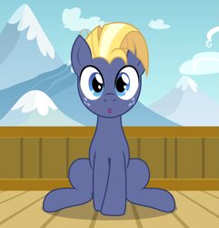 Size: 1963x2035 | Tagged: safe, artist:badumsquish, derpibooru exclusive, imported from derpibooru, star tracker, earth pony, human, pony, once upon a zeppelin, season 7, :o, airship, cloud, curious, cute, fog, freckles, human on pony petting, male, mountain, mountain range, offscreen character, offscreen human, open mouth, petting, pov, show accurate, sky, solo, stallion, trackerbetes, zeppelin