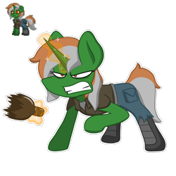 Size: 1600x1600 | Tagged: safe, artist:grandfinaleart, imported from derpibooru, oc, oc only, oc:four leaf, pegasus, pony, unicorn, pony town, angry, bags under eyes, boots, bottle, broken bottle, broken glass, clothes, denim, digital art, dynamic pose, female, horn, jeans, magic, magic aura, mare, orange eyes, orange hair, orange mane, pants, pegasus oc, scowl, shirt, shoes, simple background, solo, striped hair, striped mane, telekinesis, transparent background, unicorn horn, unicorn oc, white hair, white mane