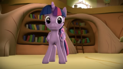 Size: 1334x750 | Tagged: safe, artist:argodaemon, imported from derpibooru, twilight sparkle, alicorn, pony, 3d, golden oaks library, looking at you, twilight sparkle (alicorn)