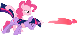 Size: 1660x756 | Tagged: safe, artist:herrmyrddin, imported from derpibooru, pinkie pie, twilight sparkle, earth pony, pony, unicorn, a canterlot wedding, behaving like a weapon, duo, duo female, female, mare, simple background, transparent background, twigun, unicorn twilight, vector