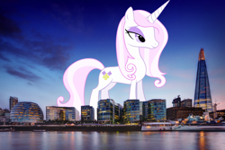 Size: 2000x1333 | Tagged: safe, artist:jailboticus, artist:thegiantponyfan, imported from derpibooru, fleur-de-lis, pony, unicorn, england, female, giant pony, giant unicorn, giantess, highrise ponies, irl, london, macro, mare, mega giant, photo, ponies in real life, the shard, united kingdom