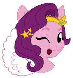 Size: 1210x1288 | Tagged: safe, artist:lillyleaf101, imported from derpibooru, pipp petals, pegasus, pony, ;p, bust, cheeky, female, g5, mare, one eye closed, portrait, simple background, solo, stars, tongue out, transparent background, wink