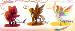 Size: 3000x1275 | Tagged: safe, artist:aquagalaxy, imported from derpibooru, oc, oc only, moth, mothpony, original species, pegasus, pony, adoptable, artificial wings, augmented, colored wings, mechanical wing, multicolored wings, rainbow wings, wings