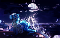 Size: 2000x1294 | Tagged: safe, artist:aquagalaxy, imported from derpibooru, oc, oc only, oc:teary choir, pony, unicorn, eyes closed, night, solo