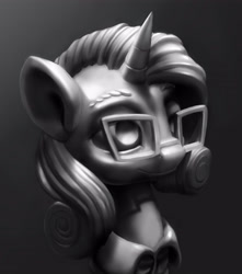 Size: 3728x4211 | Tagged: safe, artist:sceathlet, imported from derpibooru, pony, unicorn, bust, monochrome, solo, statue