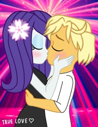 Size: 678x883 | Tagged: safe, artist:suzanflour508, imported from derpibooru, rarity, human, equestria girls, duo, female, kiss on the lips, kissing, male, ragamuffin (g4), rarimuffin, shipping, straight