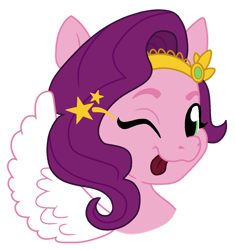 Size: 1024x1091 | Tagged: safe, artist:lillyleaf101, imported from derpibooru, pipp petals, pegasus, pony, ;p, bust, cheeky, female, g5, mare, one eye closed, portrait, simple background, solo, stars, tongue out, transparent background, wink