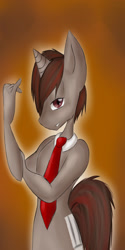 Size: 1181x2362 | Tagged: safe, artist:diankave, imported from derpibooru, oc, oc only, anthro, unicorn, horn, male, necktie, solo, unicorn oc