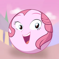 Size: 1200x1200 | Tagged: safe, imported from derpibooru, pinkie pie, human, equestria girls, ball, morph ball, pinkieball, solo